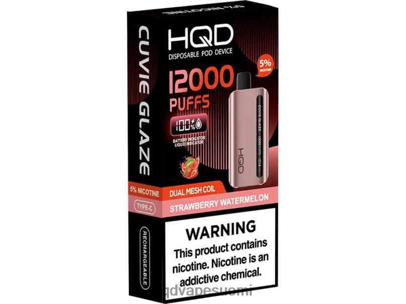 HQD CUVIE GLAZE kertakäyttöinen vape 12000 mansikka vesimeloni JLT48261 | HQD VAPE SUOMI